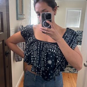 Chic Black Paisley Women's Blouse